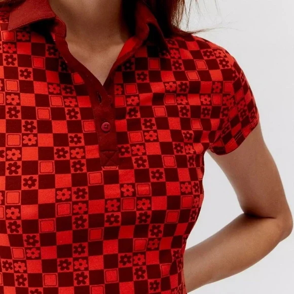 Urban Outfitters Red Polo Collar Sheath Mini Dress - Picture 2 of 6